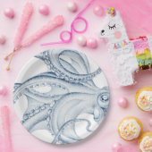 Blue Octopus Cephalopod Kraken Ink Papieren Bordje (Feest)