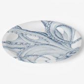 Blue Octopus Cephalopod Kraken Ink Papieren Bordje (Gekanteld)