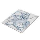Blue Octopus Cephalopod Kraken Ink Tegeltje (Zijkant)