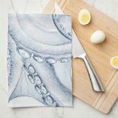 Blue Octopus Cephalopod Kraken Ink Theedoek (Quarter Fold)