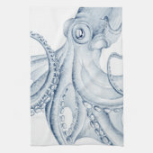 Blue Octopus Cephalopod Kraken Ink Theedoek (Verticaal)