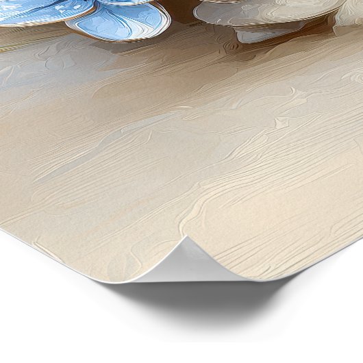 Blue Octopus Coastal Wall Art Print | Wall Poster (Hoek)