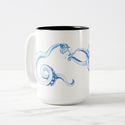 Blue Octopus Coffee Mok (Voorkant links)