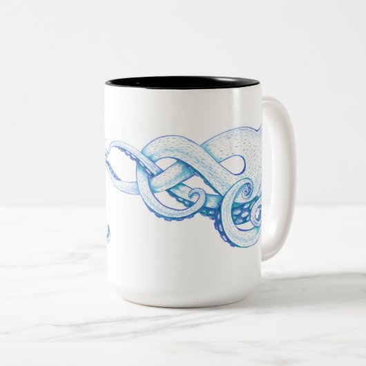 Blue Octopus Coffee Mok (Voorkant rechts)