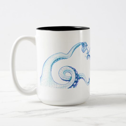 Blue Octopus Coffee Mok (Links)