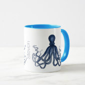 Blue Octopus Custom Mok (Voorkant rechts)