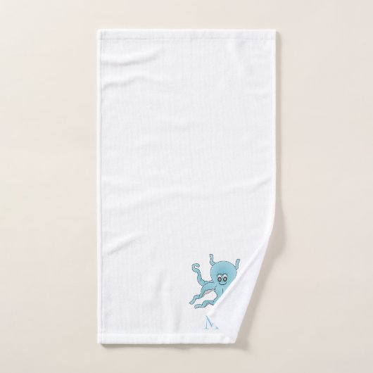 Blue Octopus Design Monogrammed Bad Handdoek (Handdoek)