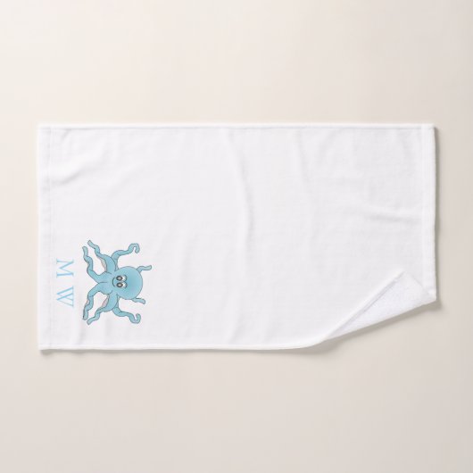 Blue Octopus Design Monogrammed Bad Handdoek (Handdoek)