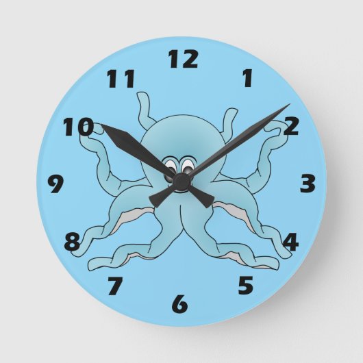Blue Octopus Design Ronde Klok (Voorkant)