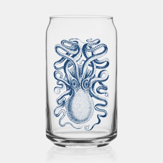 Blue Octopus Graphic  Tekening Blikvorm Glas (Voorkant)