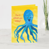 Blue Octopus Happy Birthday Kaart (Voorkant)