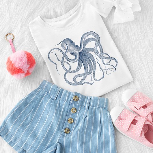 Blue Octopus  Illustration T-Shirt