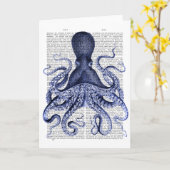Blue Octopus Kaart (Gele Bloem)