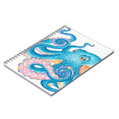 Blue Octopus Kraken Oranje roze Waterverf Notitieboek (Linkerzijde)