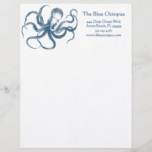 Blue Octopus Letterhead Persoonlijk Briefhoofd