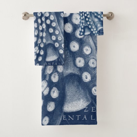 Blue Octopus Map Chic Bad Handdoek (Insitu)