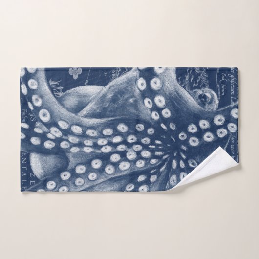 Blue Octopus Map Chic Bad Handdoek (Handdoek)