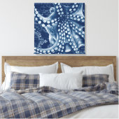 Blue Octopus Map Chic Canvas Afdruk (Insitu (Slaapkamer))