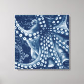 Blue Octopus Map Chic Canvas Afdruk (Voorkant)