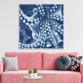 Blue Octopus Map Chic Canvas Afdruk (Insitu (Woonkamer))