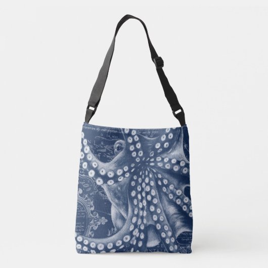 Blue Octopus  Map Chic Crossbody Tas (Achterkant)