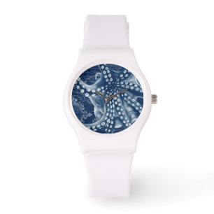 Blue Octopus  Map Chic Horloge