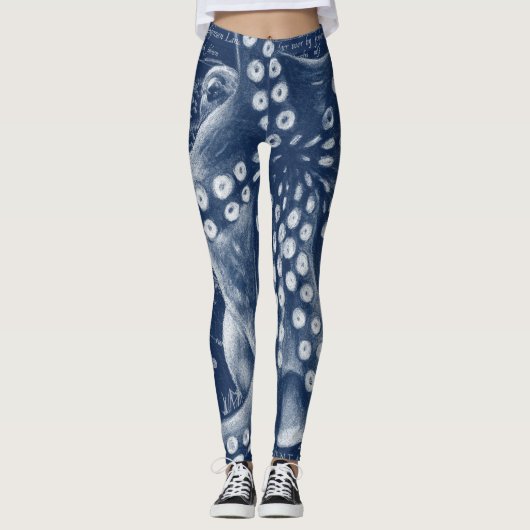 Blue Octopus  Map Chic Leggings (Voorkant)