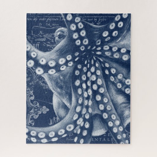 Blue Octopus  Map Chic Legpuzzel (Verticaal)