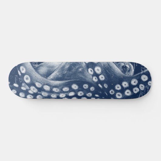 Blue Octopus  Map Chic Persoonlijk Skateboard (Horizontaal)