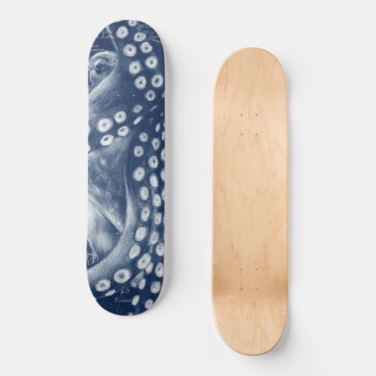 Blue Octopus  Map Chic Persoonlijk Skateboard (Voorkant)