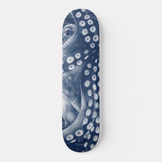Blue Octopus  Map Chic Persoonlijk Skateboard (Voorkant)