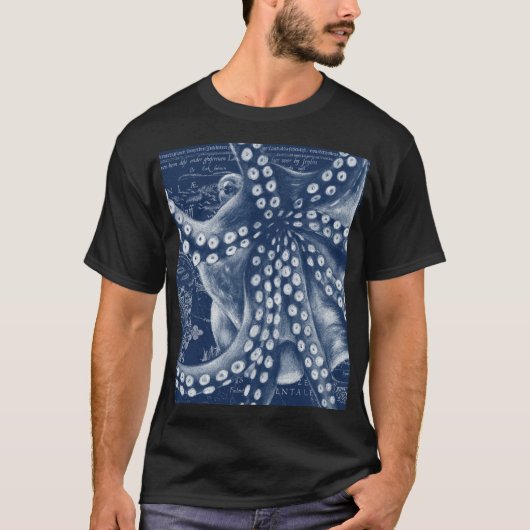 Blue Octopus  Map Chic T-shirt (Voorkant)