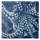 Blue Octopus Map Chic Tegeltje (Voorkant)