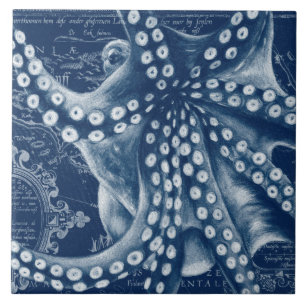 Blue Octopus  Map Chic Tegeltje