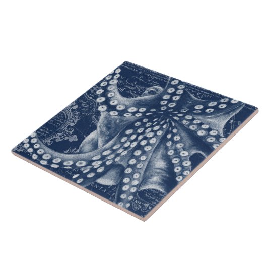 Blue Octopus Map Chic Tegeltje (Zijkant)
