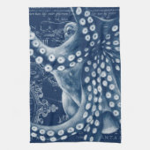 Blue Octopus  Map Chic Theedoek (Verticaal)