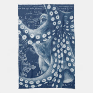 Blue Octopus  Map Chic Theedoek