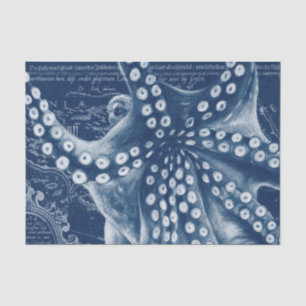 Blue Octopus  Map Chic Tissuepapier