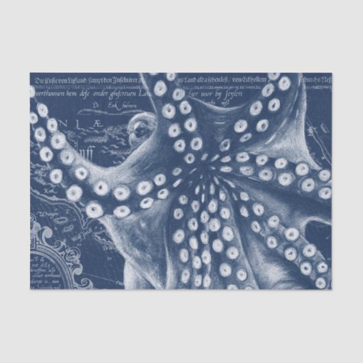 Blue Octopus Map Chic Tissuepapier (Voorkant)