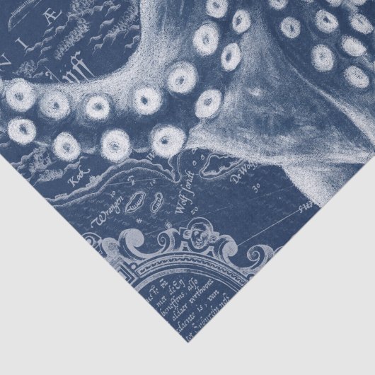 Blue Octopus Map Chic Tissuepapier (Detail)