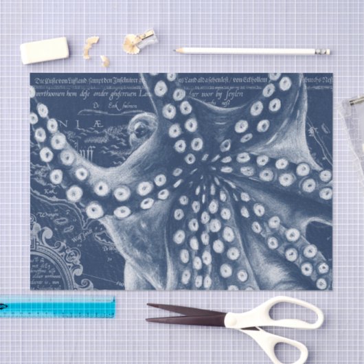 Blue Octopus Map Chic Tissuepapier (Craft)