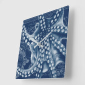 Blue Octopus  Map Chic Vierkante Klok (Hoek)