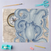 Blue Octopus  Map Compass Nautical Tissuepapier (Craft)