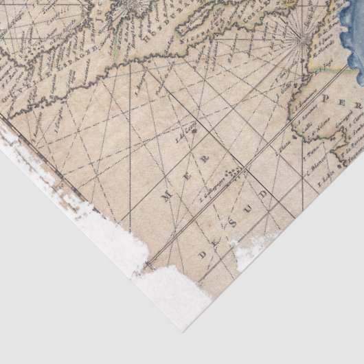 Blue Octopus  Map Compass Nautical Tissuepapier (Detail)