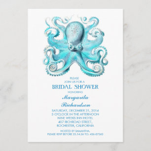Blue Octopus Nautical Beach vrijgezellenfeest Kaart