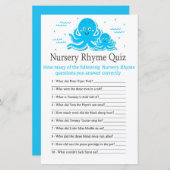 Blue Octopus Nursery Rhyme Quiz baby shower game (Voorkant / Achterkant)