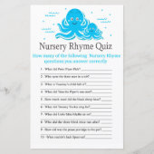 Blue Octopus Nursery Rhyme Quiz baby shower game (Voorkant)