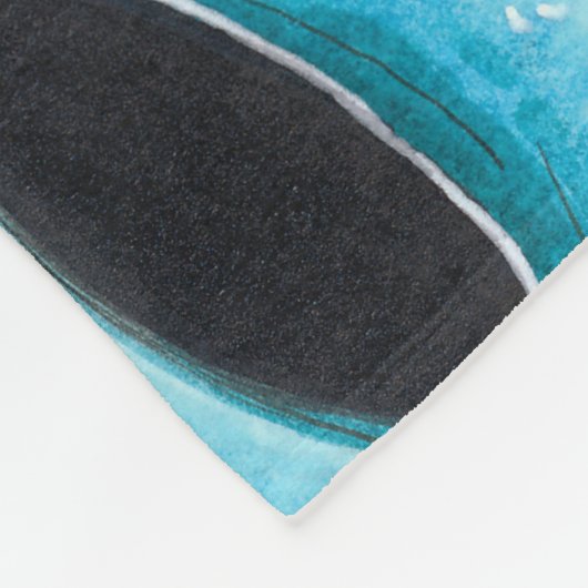 Blue Octopus On White Ink Fleece Deken (Hoek)