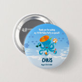 Blue Octopus Onder het Zee Boy Verjaardagsfeest Ronde Button 5,7 Cm (Voorkant /achterkant)