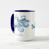Blue Octopus Personalized Beach Theme Coffee Mok (Voorkant links)